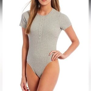 EVERY Button Front Gray Bodysuit‎ with Snap Closure